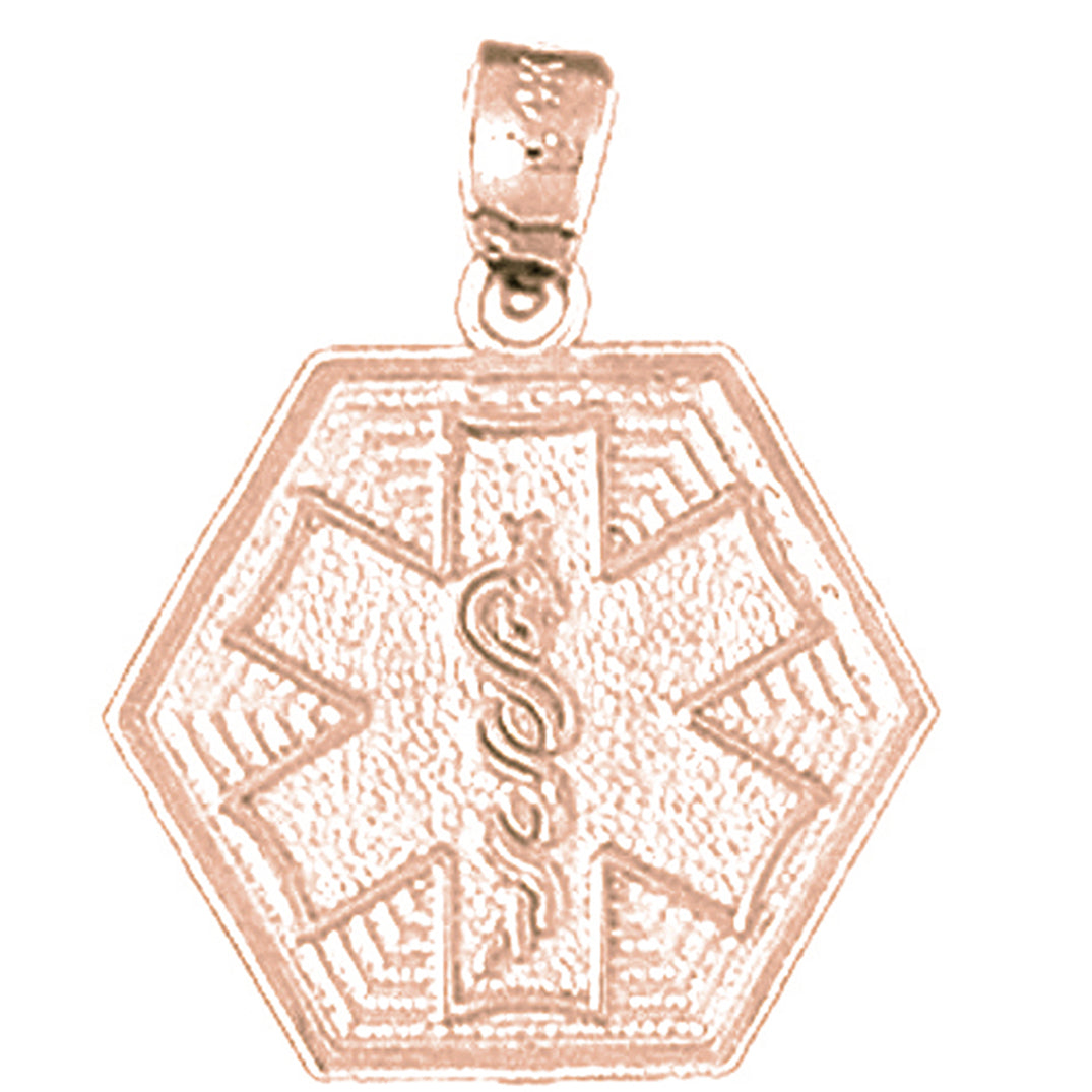 14K or 18K Gold Medical Alert Caduceus Pendant
