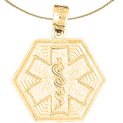 14K or 18K Gold Medical Alert Caduceus Pendant