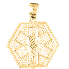 14K or 18K Gold Medical Alert Caduceus Pendant