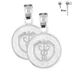Pendientes Caduceo de Alerta Médica de Oro de 14K o 18K