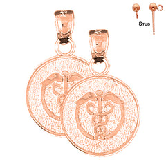 Pendientes Caduceo de Alerta Médica de Oro de 14K o 18K