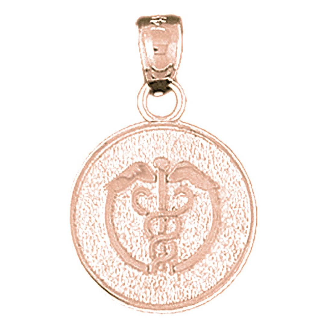 14K or 18K Gold Medical Alert Caduceus Pendant