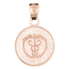 14K or 18K Gold Medical Alert Caduceus Pendant