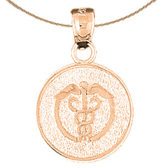 14K or 18K Gold Medical Alert Caduceus Pendant