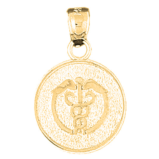 14K or 18K Gold Medical Alert Caduceus Pendant