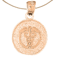 14K oder 18K Gold Medizinischer Alarm Caduceus Anhänger