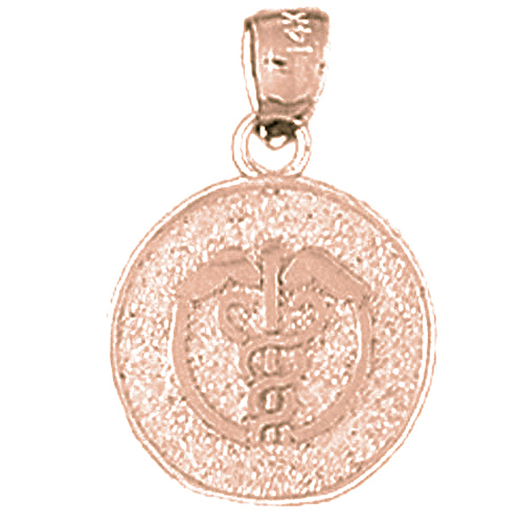 14K or 18K Gold Medical Alert Caduceus Pendant