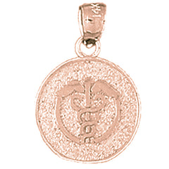 14K or 18K Gold Medical Alert Caduceus Pendant