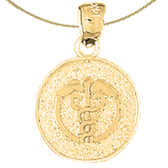 14K oder 18K Gold Medizinischer Alarm Caduceus Anhänger