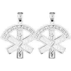 Sterling Silver 30mm Medical Alert Caduceus Earrings