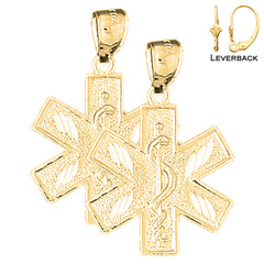 Pendientes Caduceo de Alerta Médica de Oro de 14K o 18K