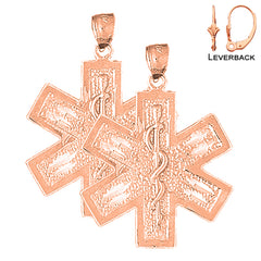 Pendientes Caduceo de Alerta Médica de Oro de 14K o 18K