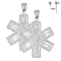 Pendientes Caduceo de Alerta Médica de Oro de 14K o 18K