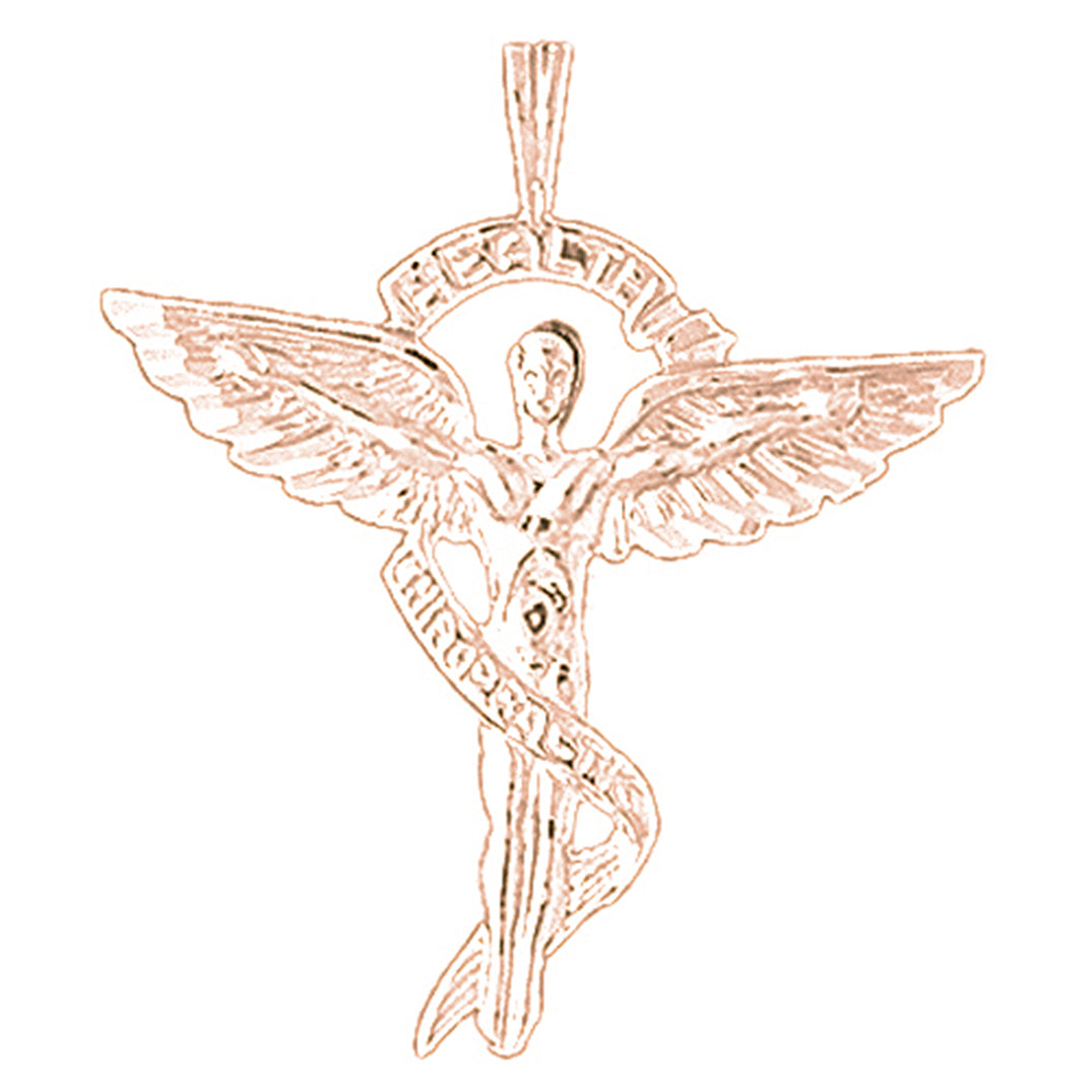 14K or 18K Gold Medical Alert Caduceus Pendant
