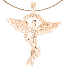 14K or 18K Gold Medical Alert Caduceus Pendant