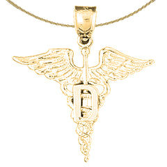 10K, 14K or 18K Gold Caduceus Pendant