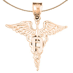 10K, 14K or 18K Gold Caduceus Pendant