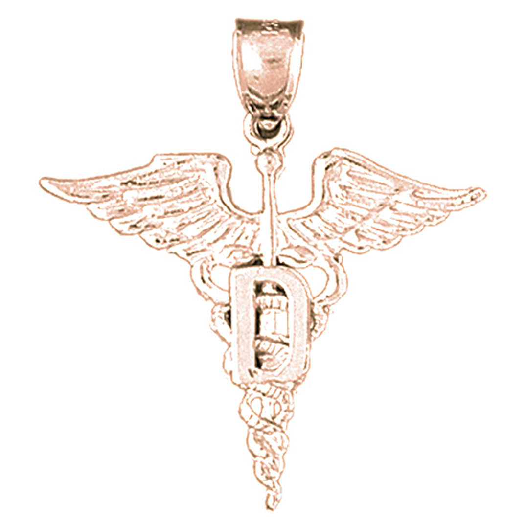 10K, 14K or 18K Gold Caduceus Pendant