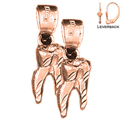Pendientes de dientes 3D de oro de 14 quilates o 18 quilates