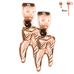 Pendientes de dientes 3D de oro de 14 quilates o 18 quilates