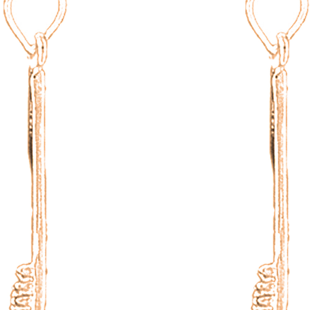 14K or 18K Gold 26mm 3D Toothbrush Earrings