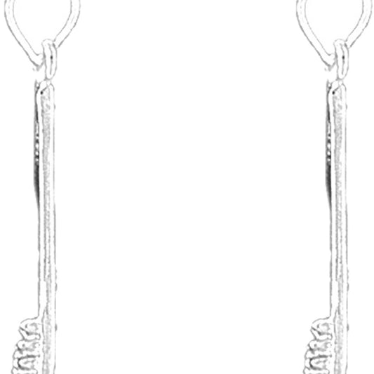 Sterling Silver 26mm 3D Toothbrush Earrings