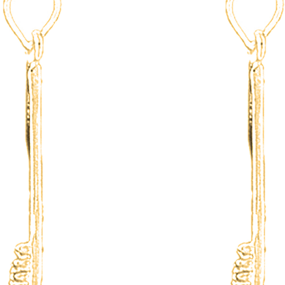 14K or 18K Gold 26mm 3D Toothbrush Earrings