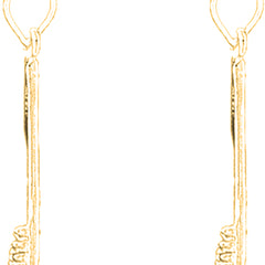 Yellow Gold-plated Silver 26mm 3D Toothbrush Earrings