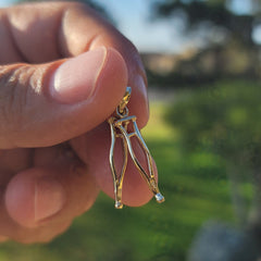 10K, 14K or 18K Gold 3D Crutches Pendant