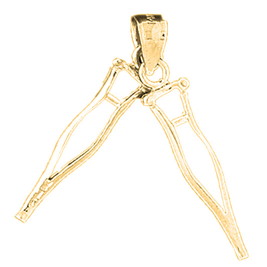 10K, 14K or 18K Gold 3D Crutches Pendant