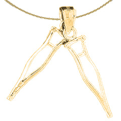 10K, 14K or 18K Gold 3D Crutches Pendant