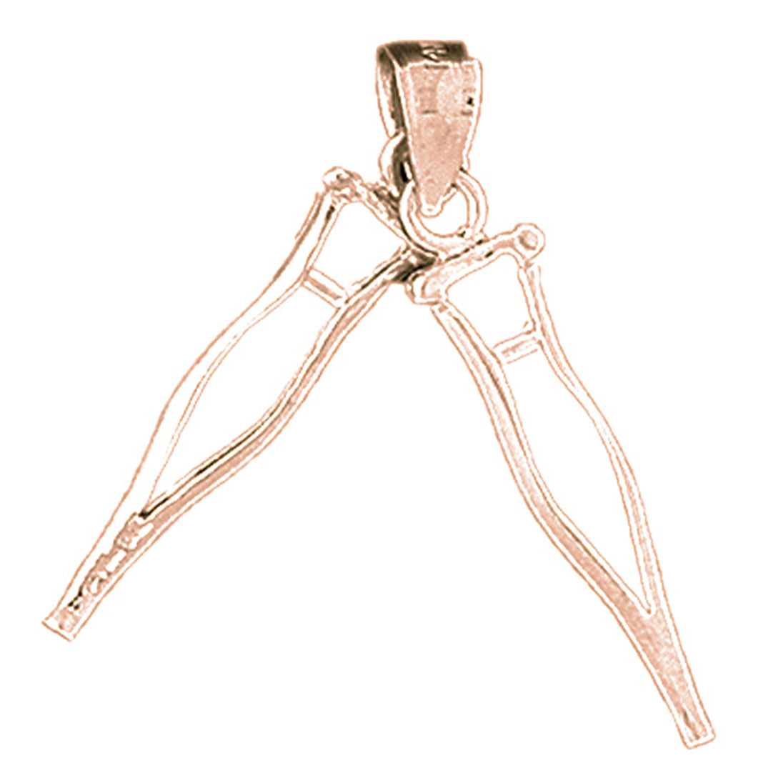 10K, 14K or 18K Gold 3D Crutches Pendant