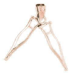10K, 14K or 18K Gold 3D Crutches Pendant