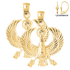 Pendientes de pájaro egipcio de oro de 14 quilates o 18 quilates de 24 mm