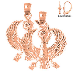Pendientes de pájaro egipcio de oro de 14 quilates o 18 quilates de 24 mm