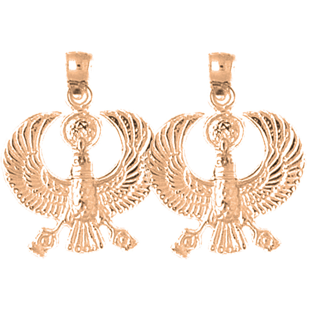 14K or 18K Gold 24mm Egyptian Bird Earrings