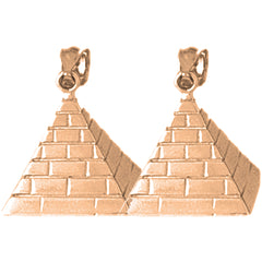 14K or 18K Gold 23mm 3D Pyramid Earrings