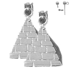 Pendientes piramidales de plata de ley de 17 mm (chapados en oro blanco o amarillo)