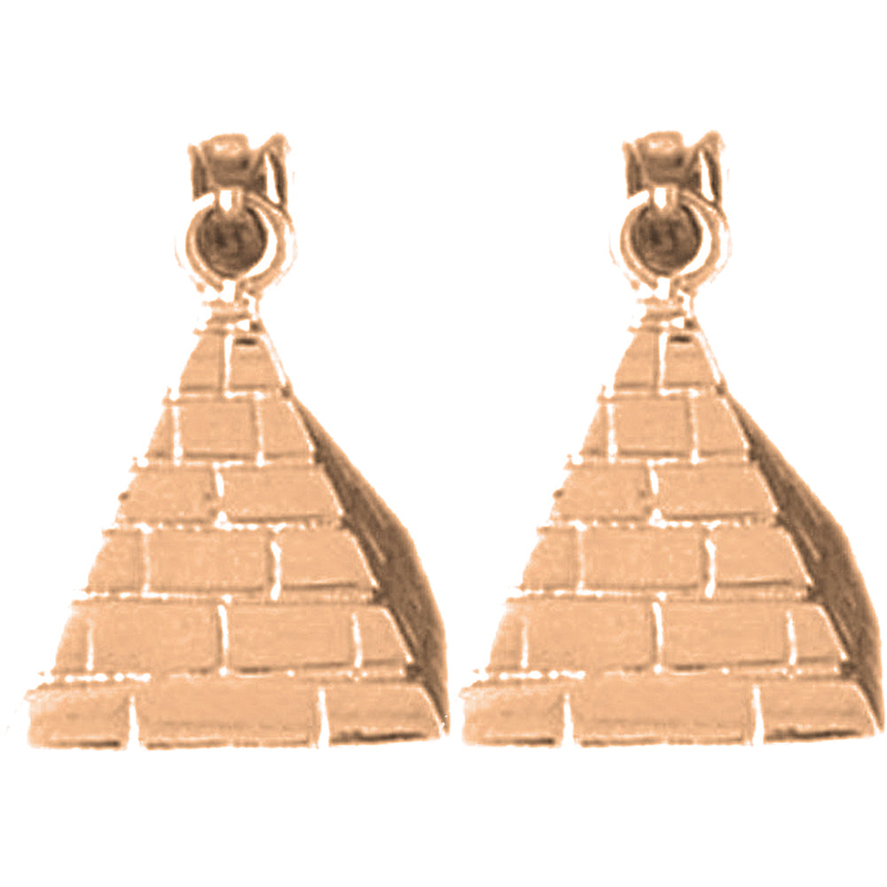 14K or 18K Gold 17mm Pyramid Earrings