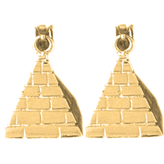 14K or 18K Gold 17mm Pyramid Earrings