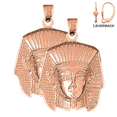 Pendientes King Tut de oro de 14 quilates o 18 quilates de 34 mm