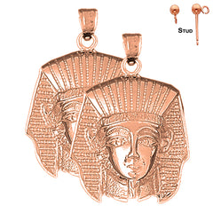 Pendientes King Tut de oro de 14 quilates o 18 quilates de 34 mm