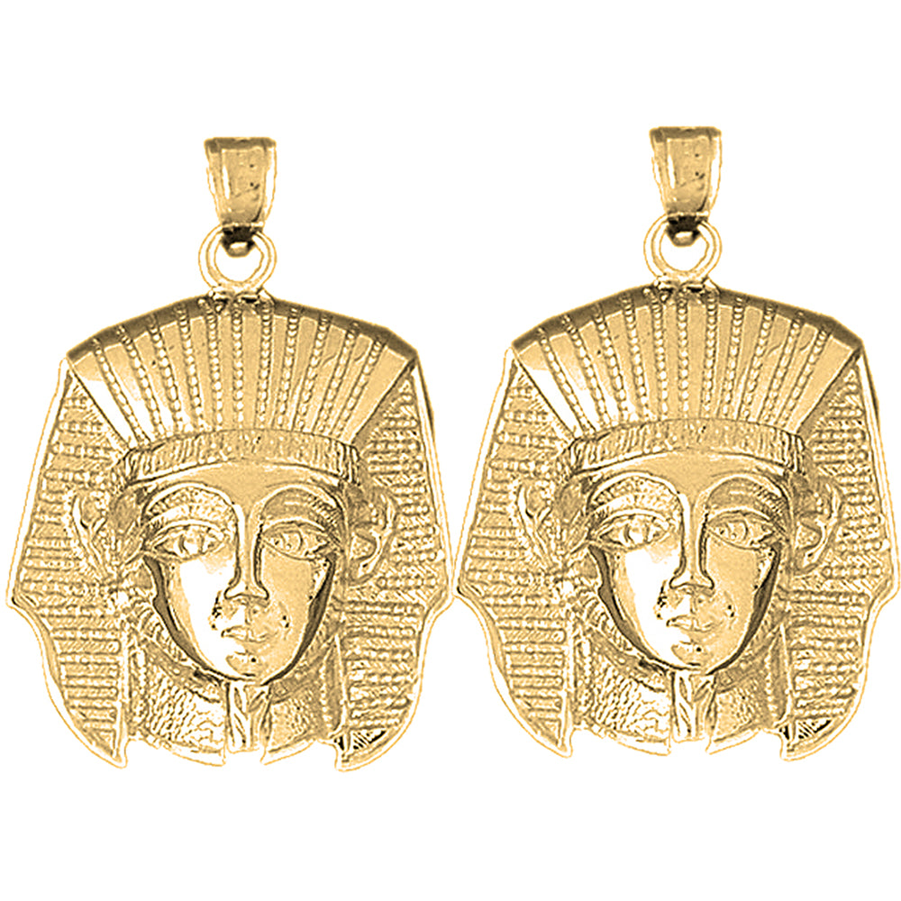 Yellow Gold-plated Silver 34mm King Tut Earrings