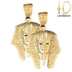 Pendientes King Tut de plata de ley de 32 mm (chapados en oro blanco o amarillo)