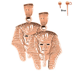 Pendientes King Tut de oro de 14 quilates o 18 quilates de 32 mm