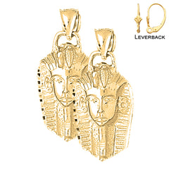 Pendientes King Tut de oro de 14 quilates o 18 quilates de 34 mm