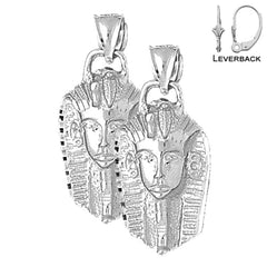 Pendientes King Tut de plata de ley de 34 mm (chapados en oro blanco o amarillo)