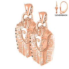 Pendientes King Tut de oro de 14 quilates o 18 quilates de 34 mm