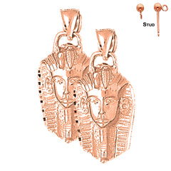 Pendientes King Tut de oro de 14 quilates o 18 quilates de 34 mm