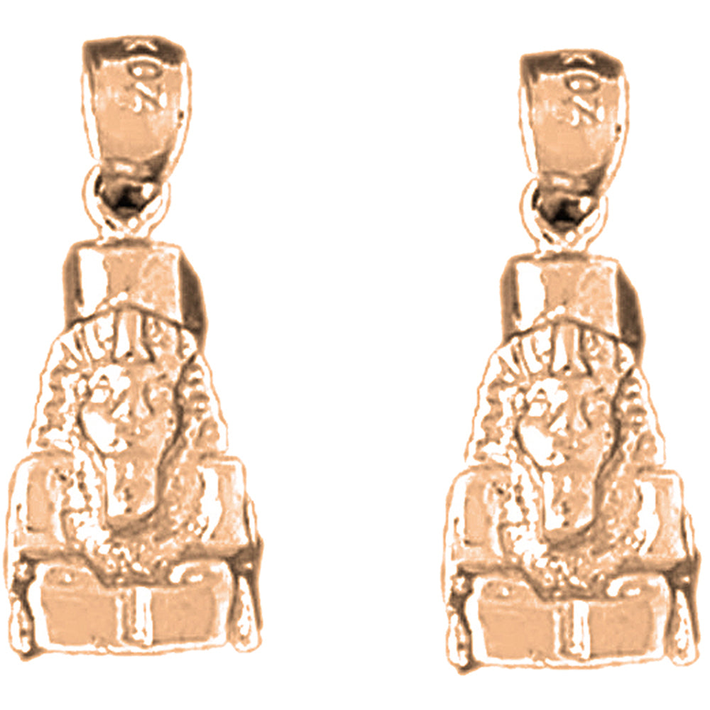 14K or 18K Gold 20mm King Tut Earrings